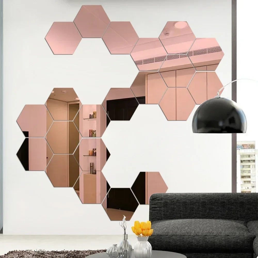 Hexagon Mirror Wall Stickers