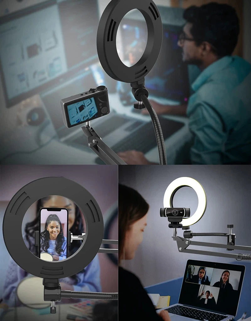 Overhead Phone Tripod with Ring Light