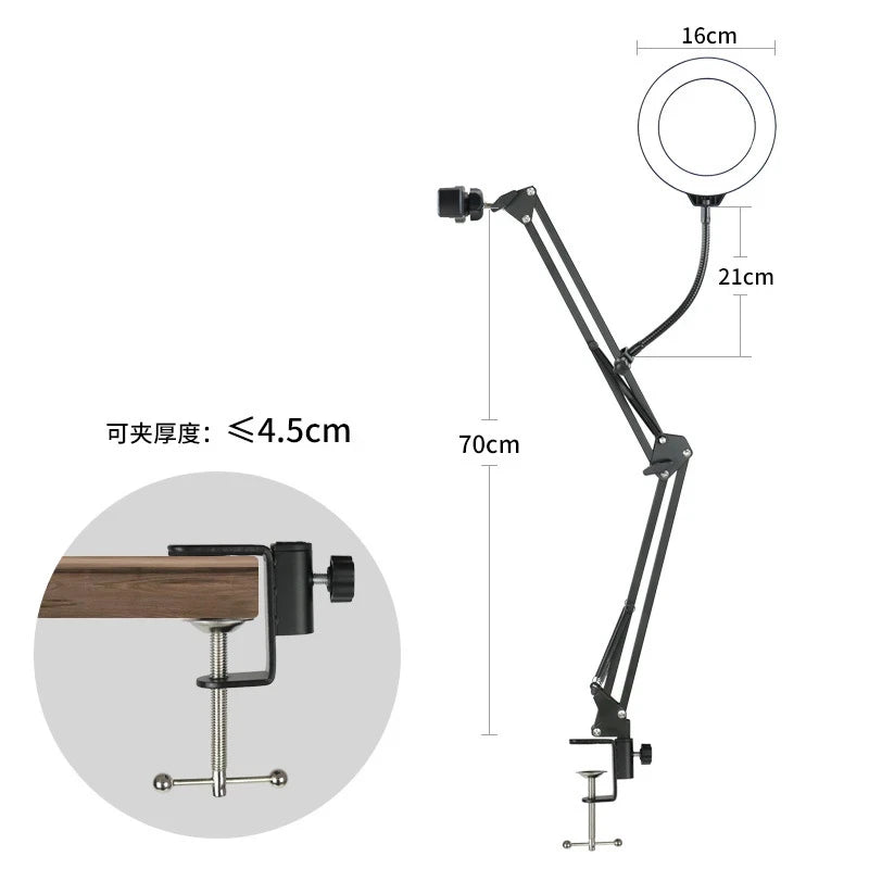 Overhead Phone Tripod with Ring Light