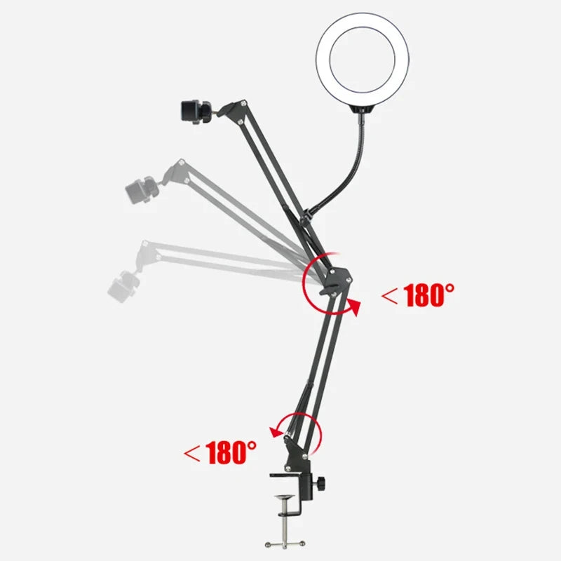 Overhead Phone Tripod with Ring Light