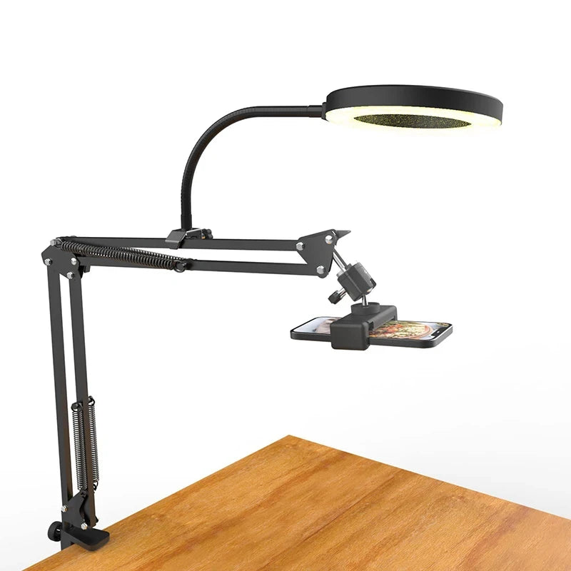 Overhead Phone Tripod with Ring Light